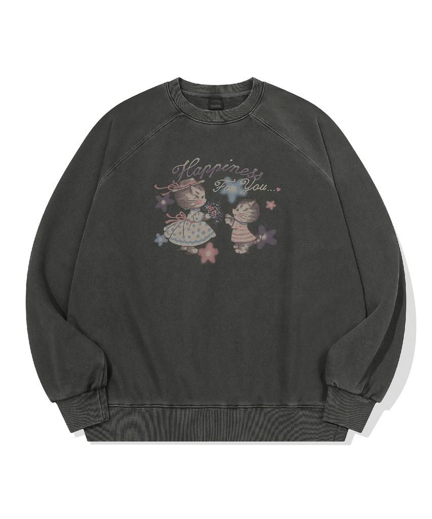 CPGN STUDIO Happy Tommy Raglan Pigment Sweatshirt Smoke Black