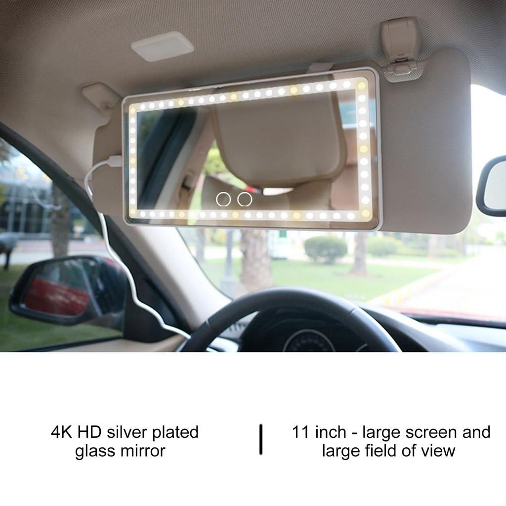 Auto-Kosmetikspiegel mit LED-Licht, Co-Pilot-Sonnenblende, Make-up-Lichtspiegel, dreifarbiges Licht, 1500 mAh