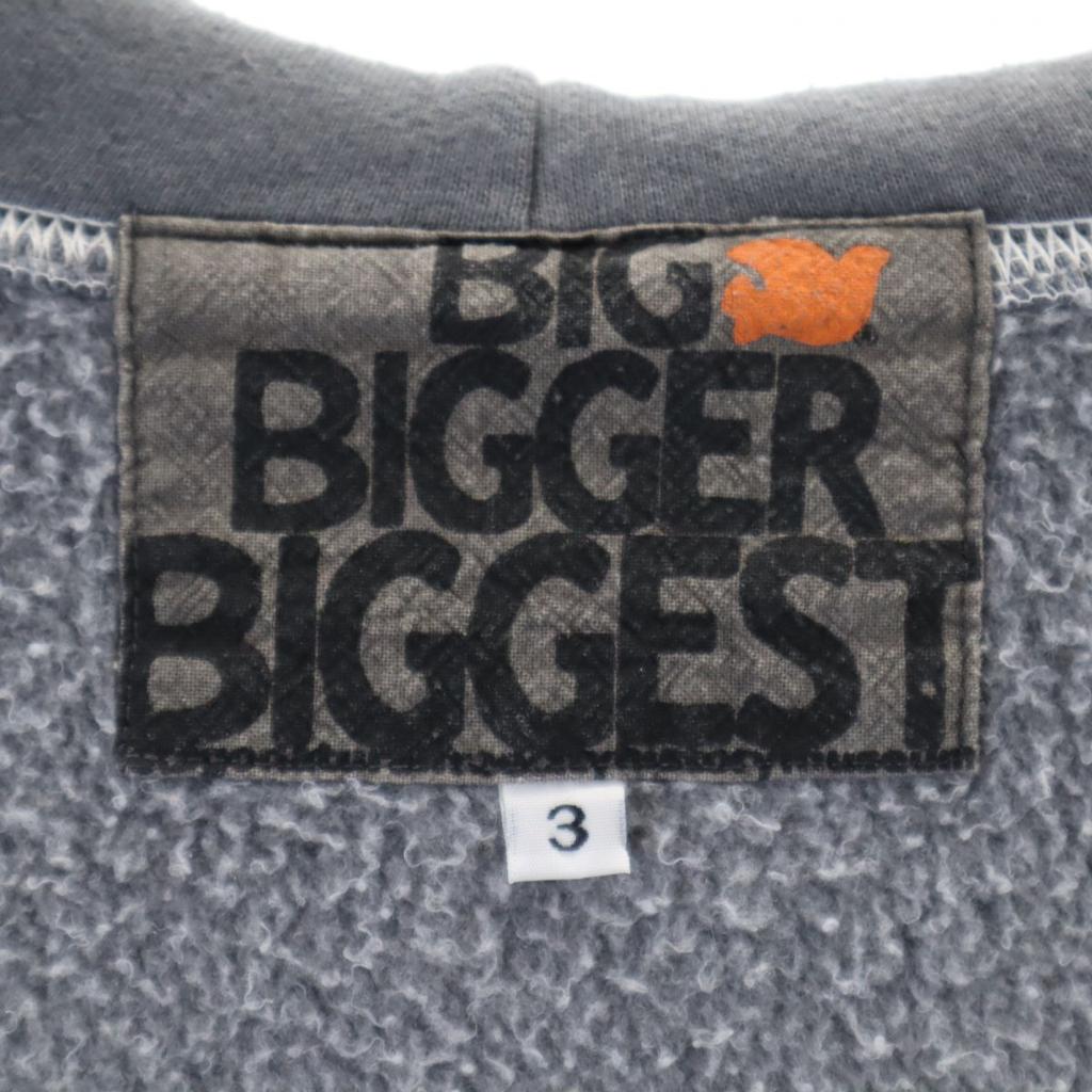 BIG BIGGER BIGGEST Made in USA Long sleeve Zip hoodie 3 Gray Back brushed Men's Used