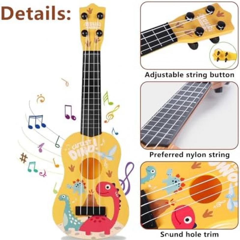 Mini Gitarre, Kindergitarre, Kunststoff Spielzeug Gitarre, Ukulele Gitarre Spielzeug, Gitarre Spielzeughen, Ukulele Kinder Mit 4 Verstellbaren Seiten