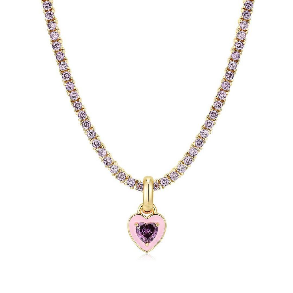 European Light Luxury Emerald Colorfast Tennis Choker Necklace with Colorful Cubic Zirconia