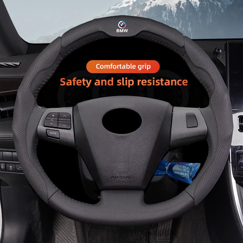 BBJM7 BMW Car Steering Wheel Cover Leather Anti Slip Car Accessories For Performance F30 F40 F10 E90 F20 E46 E60 E70 E39 E36 E87 X7 X3
