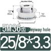 Stepped Timing Pulley 5M, 36 Teeth, T-Slot Width 16/21/27, Bore 5-25mm, BF Type.