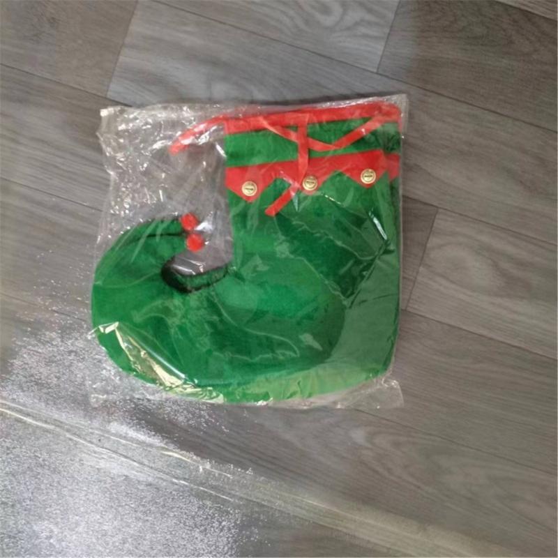 Christmas Elf Apron Christmas Apron Shoes and Hat Set Kitchen Apron Christmas Costume Accessories for Adults Costume