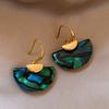 1 Pair of Vintage Elegant and Unique Exaggerated High-End Fashion Geometric Fan-Shaped Niche Design Dangle Earrings