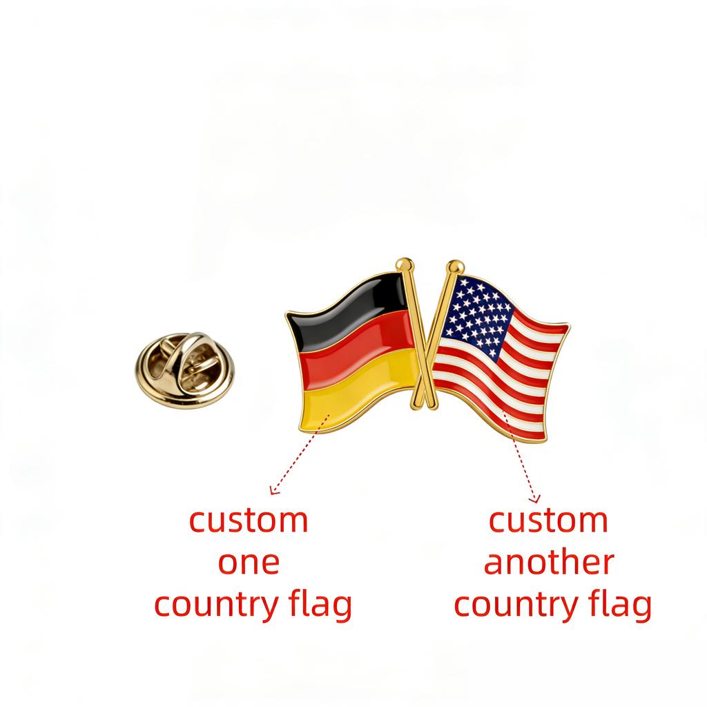 Custom 16*19mm Country Flag Pins for Traveller Personalized Stainless Steel Europe America Flag Brooches For Women Men Gift