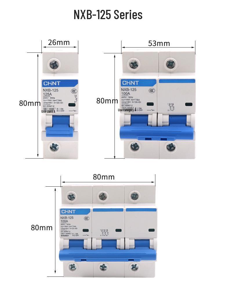 Chint NXB Air Switch Circuit Breaker: 1P, 2P, 3P, 4P Household Type D Three-Phase Disconnector 380V.