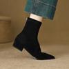 Fashion 2025 Autumn Vintage Suede Women Ankle Boots Ladies Concise Pointed Toe Thick Heel Short Botas Zapatos De Mujer Botas
