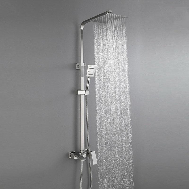 Stal Nierdzewna 304 Łazienkowa Słuchawka Prysznicowa Bateria Ścienna Zestaw Baterii Prysznicowej Ciepłej i Zimnej Ręczna Słuchawka Nikiel