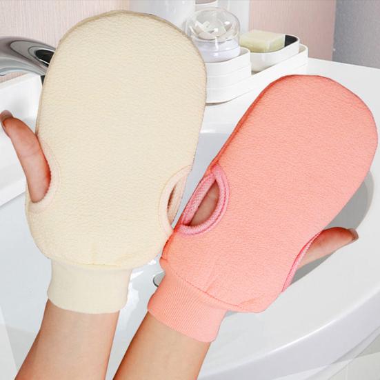 1 par eksfolierende badehansker dobbeltsidig skånsom eksfoliering dyp massasje dusj eksfolieringsvott dusjtilbehør