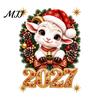 Holiday Glass Ornaments 2027 Year of The Sheep Wreath Window Cling, Christmas Cute Static Sticker, Festive New Decals Zodiac Decal, Reusable PVC Cling