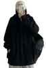 Ririka Basic Casual Fit Size Women's Zip-Up Hoodie, Oversized, Fleece-Lined, Gray/Black, (Black, M)