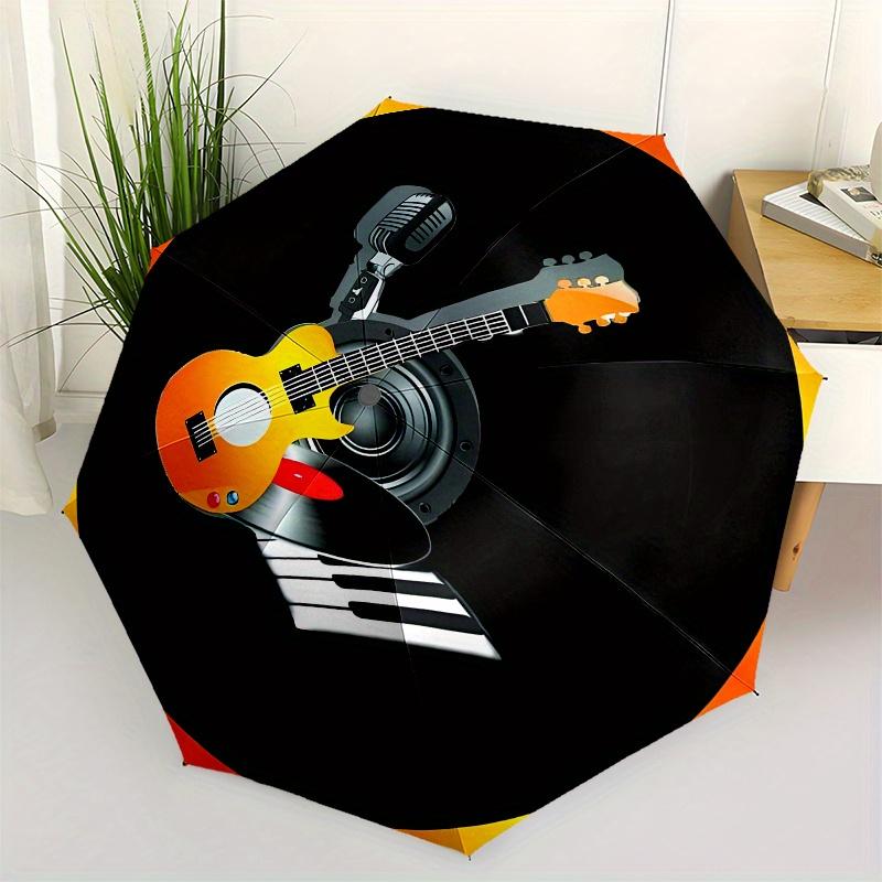 Music Notes: Guitar, Microphone & Piano Icon Sticker SetUmbrella, Portable 3-Fold Compact Umbrella for Men & Women Gift