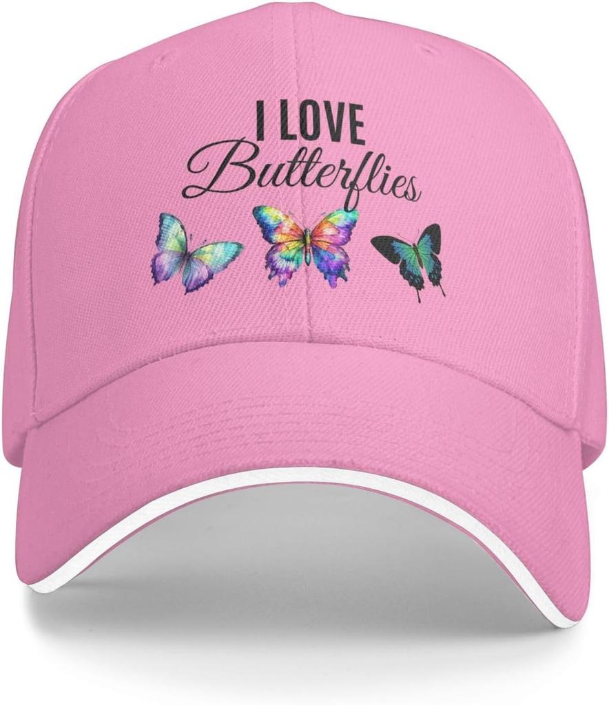 I Love Butterflies Graphic Baseball Cap Polyester Outdoor Adjustable Unisex Summer Hat