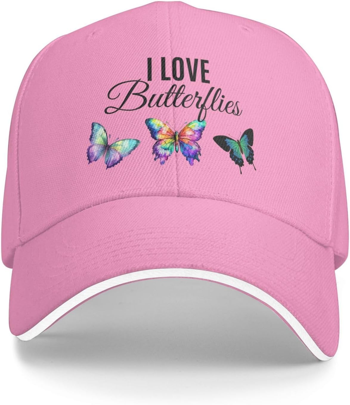 

I Love Butterflies Graphic Baseball Cap Polyester Outdoor Adjustable Unisex Summer Hat One Size