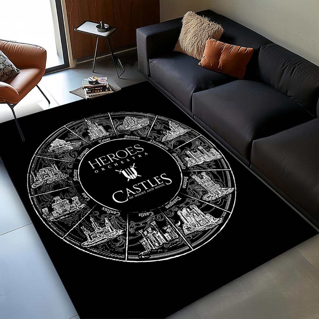 HD Treasure Chest Heroes of Might and Magic Map 27 Style HOMM3 Carpet Rug for Living Room Bedroom Home Sofa,Non-slip Floor Mat