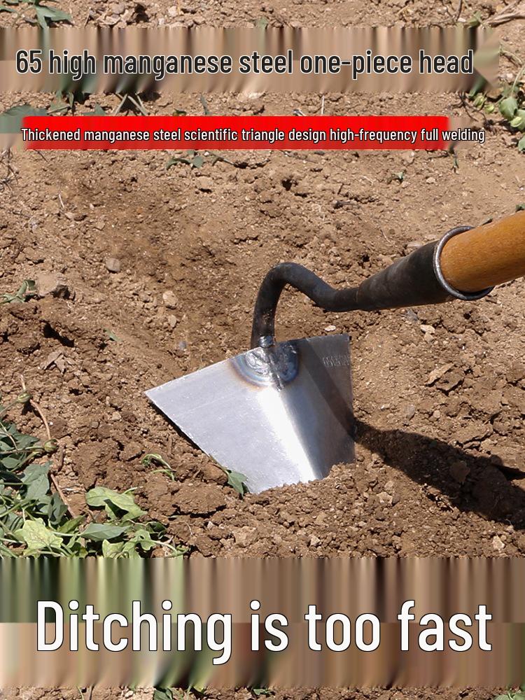 Trójkątna motyka ze stali manganowej do kopania rowów i sadzenia warzyw - Kompletny zestaw narzędzi rolniczych