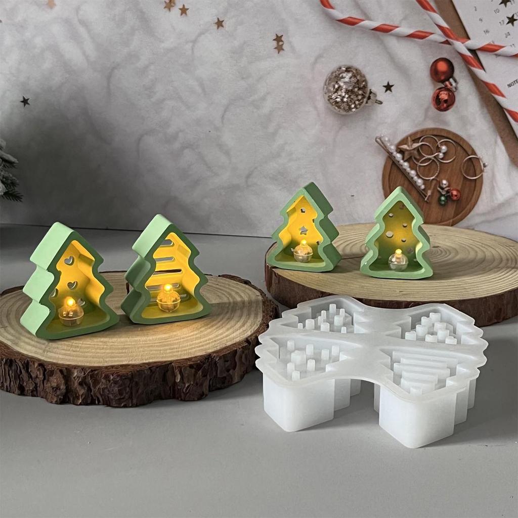 Christmas Tree Mold Christmas Tree Silicone Resin Casting Molds Home Ornament Mould Crafts Supplies For Plaster Wax Resin Cake
