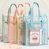 PVC Clear Waterproof Files Folder Portable A4 Document Bag with Handles Books & Stationery Storage Organizer for Business School