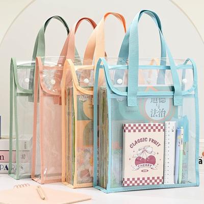 PVC Clear Waterproof Files Folder Portable A4 Document Bag with Handles Books & Stationery Storage Organizer for Business School