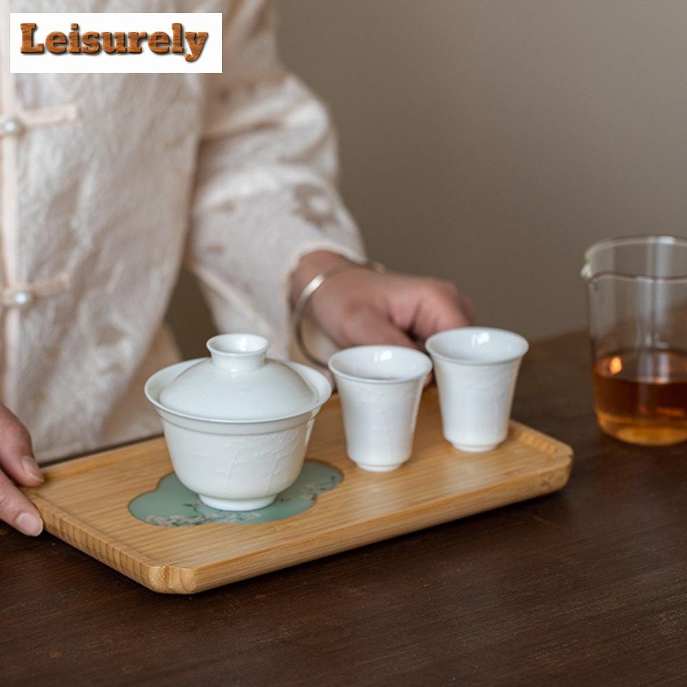 Dehua ovčí tuk nefritový porcelán řezba čajová sada kompletní sada zen čajový obřad sada konvice a čajový šálek sada cha potřeby řemesla