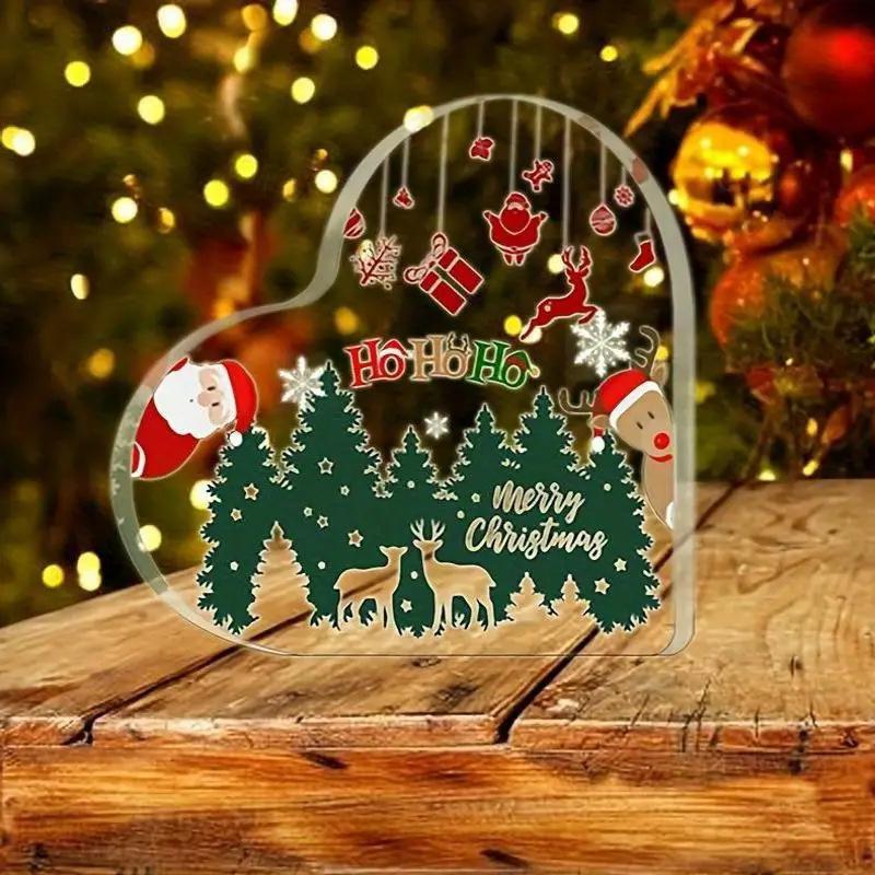 Christmas Heart Shaped Decorative With Santa Claus Xmas Tree Patterns Perfect For Home Holiday Decor