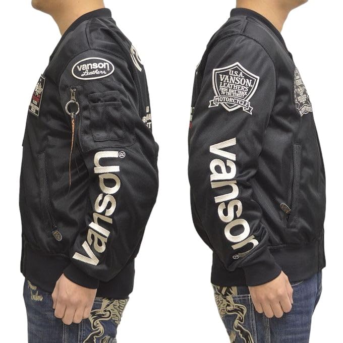 TVS2402S Mesh Jacket with Protector Type Flight Jacket Motorcycle Biker Outerwear [Banson] MA-1 Men's (L, BK/IV)