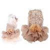 Vestito per Cane con Dettagli di Paillettes Tono Oro Gonna per Cucciolo Accattivante Abbigliamento per Animali Estivo all'Aperto