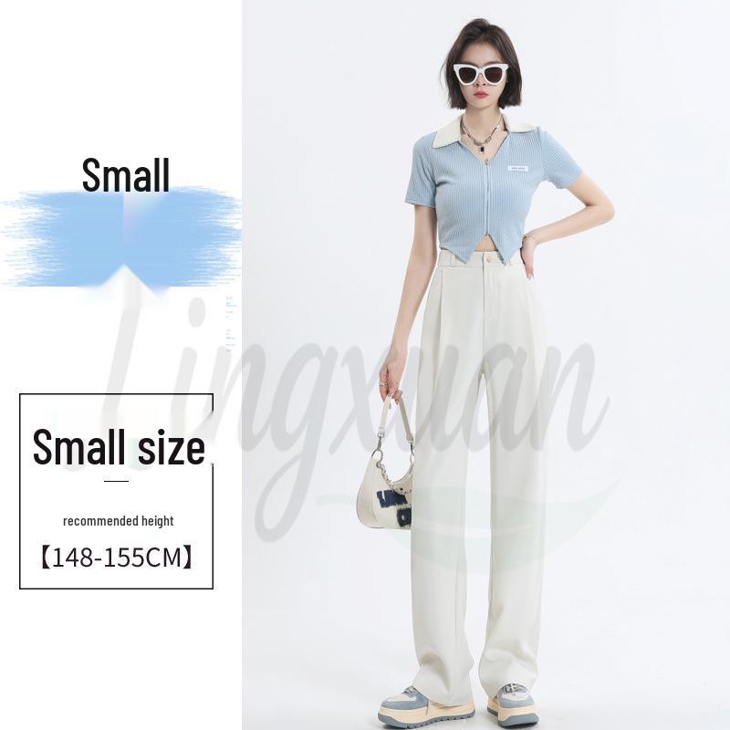 Women's Gray High-Waist Wide-Leg Pants: Spring/Autumn Slimming, Elegant Drape, Floor-Length, Straight-Leg