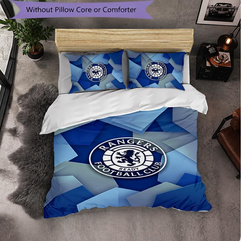 Biancheria da letto a tema Rangers FC Set 3 Pezzi Copripiumino Biancheria da letto Decorativa Per Stanza Adolescenti Decorazione Casa