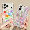 Pink Cartoon Floral Case For iPhone 17 Pro Max iPhone 16 15 14 13 Pro Max 11 17e 16e Plating Lens Frame Clear Soft Silicone Back Cover