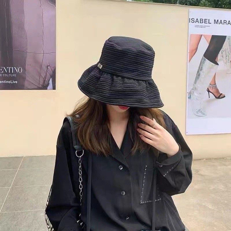 

Japanese Style UV UV Protection Big Brim Fisherman Hat Female Spring and Summer Travel Sun Protection Sunshade Circumference Big Cap Female Foldable Black One size