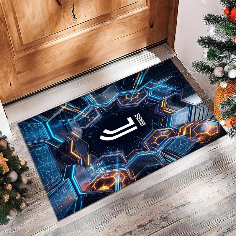 Juventus FC bedruckter Flanell-Teppich rutschfest weicher Polyester-Bodenbelag Indoor-Dekormatte für Schlafzimmer Wohnzimmer Sofa
