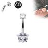 G23 Titanium PIERC Internal Thread Navel Piercing Dangle Body Sexy Belly Button Rings Zircon Square Heart Prong Set Navel Rings