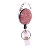 1pc Sparkle Retractable Crystal ID Name BadgeHolderBling Work Card Badge Reel,Fashion Rhinestone Badge Car Bag Keychain