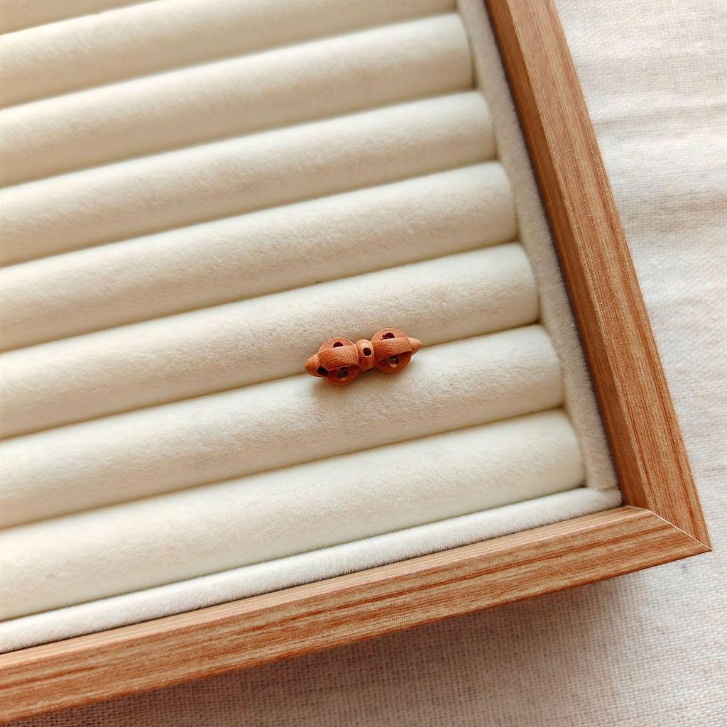 Peach Wood Vajra Bell & Pestle Bracelet Charm - Small Ritual Carving Accessory