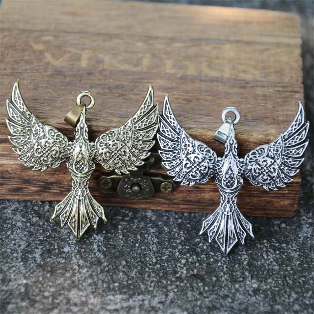 Nostalgia Vintage Soaring Phoenix Pendant Norse Viking Bird Amulet Punk Necklace For Men Women Jewellery Gifts