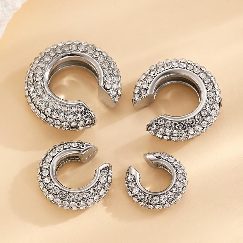 1/4/8Pcs C Shape Round Cartilage Clip Earrings For Women Luxury  Fake No Pierced Geometric Ear Cuff Jewelry