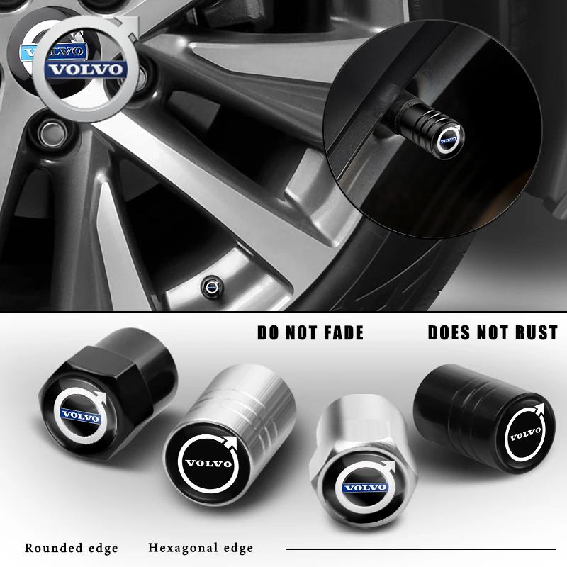 For Volvo 4Pcs Car Tires Wheel Valve Cap Cover Wheel Hub Center Sticker For Volvo XC90 V90 V60 XC60 V40 S80 S60 S90 C40 XC40 V70