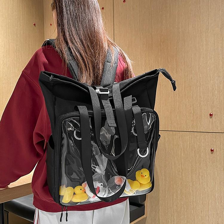 Schoolbag original daily versatile transparent bar two-dimensional messenger shoulder pain bag women's tutoring bag large capacity niche