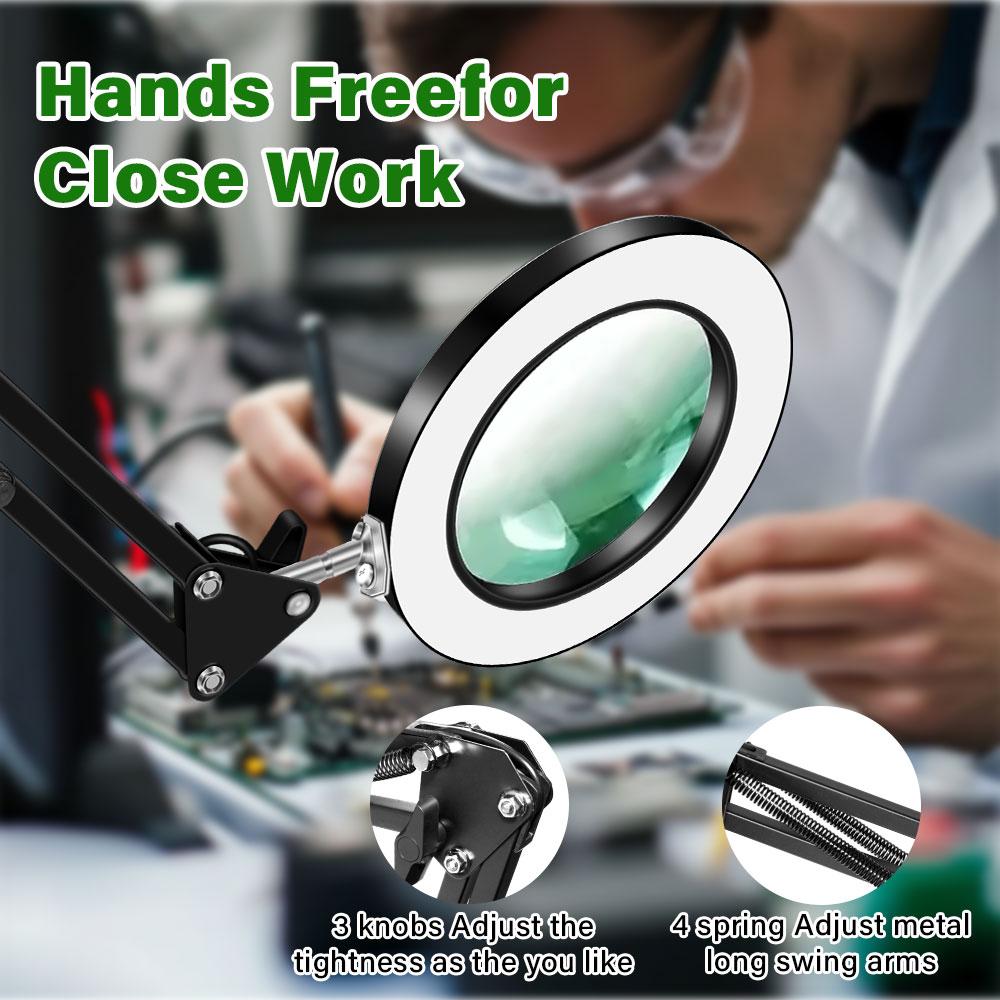 8X/10X 72LED NEW Illuminated Magnifier USB 3 Colors LED Magnifying Glass for Soldering Iron Repair/Table Lamp/Skincare Beauty