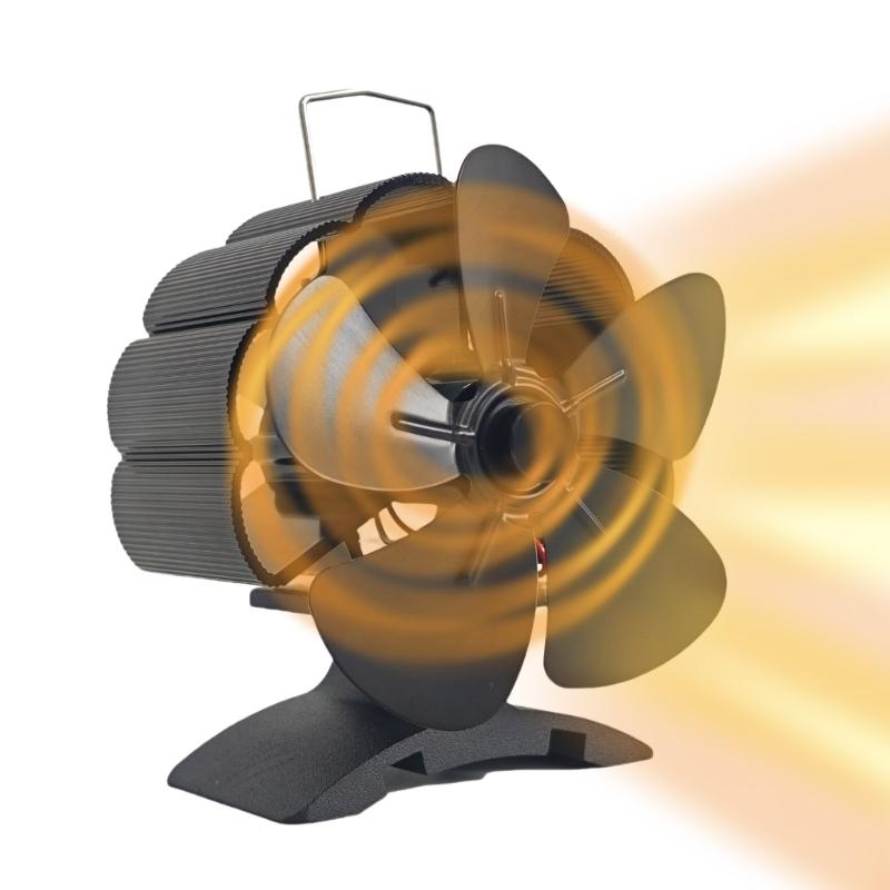 Aluminum 5 Leaves Heat Powered Fireplaces Stove Fan for Wood Burning Circulating Warm Fireplaces Fan Heat Powered Fan