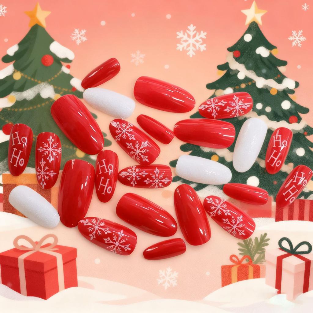 Christmas hot-selling nail art wearing nail high fashion letter snowflake glitter long almond wearing nail