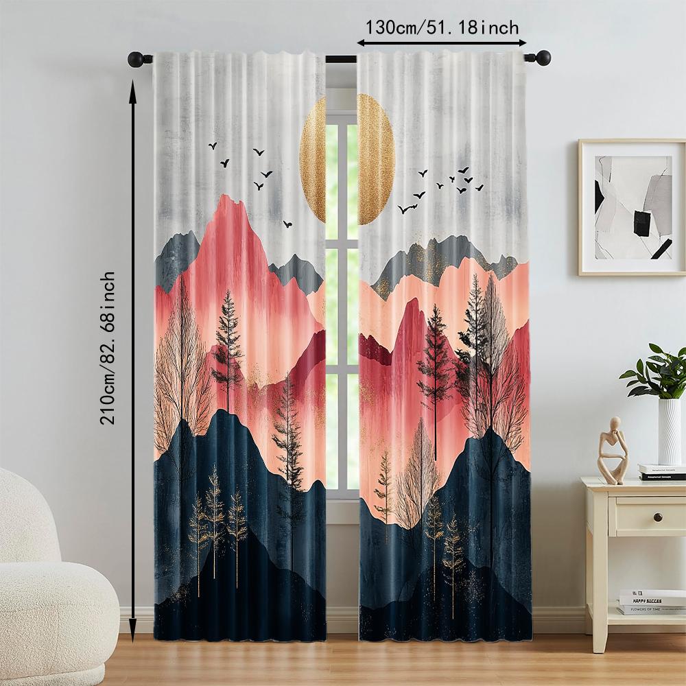 Set Of 2 Versatile Polyester Transparent Curtains Home Decoration Abstract Background Use Bedrooms Living Rooms Made Area Window Treatment