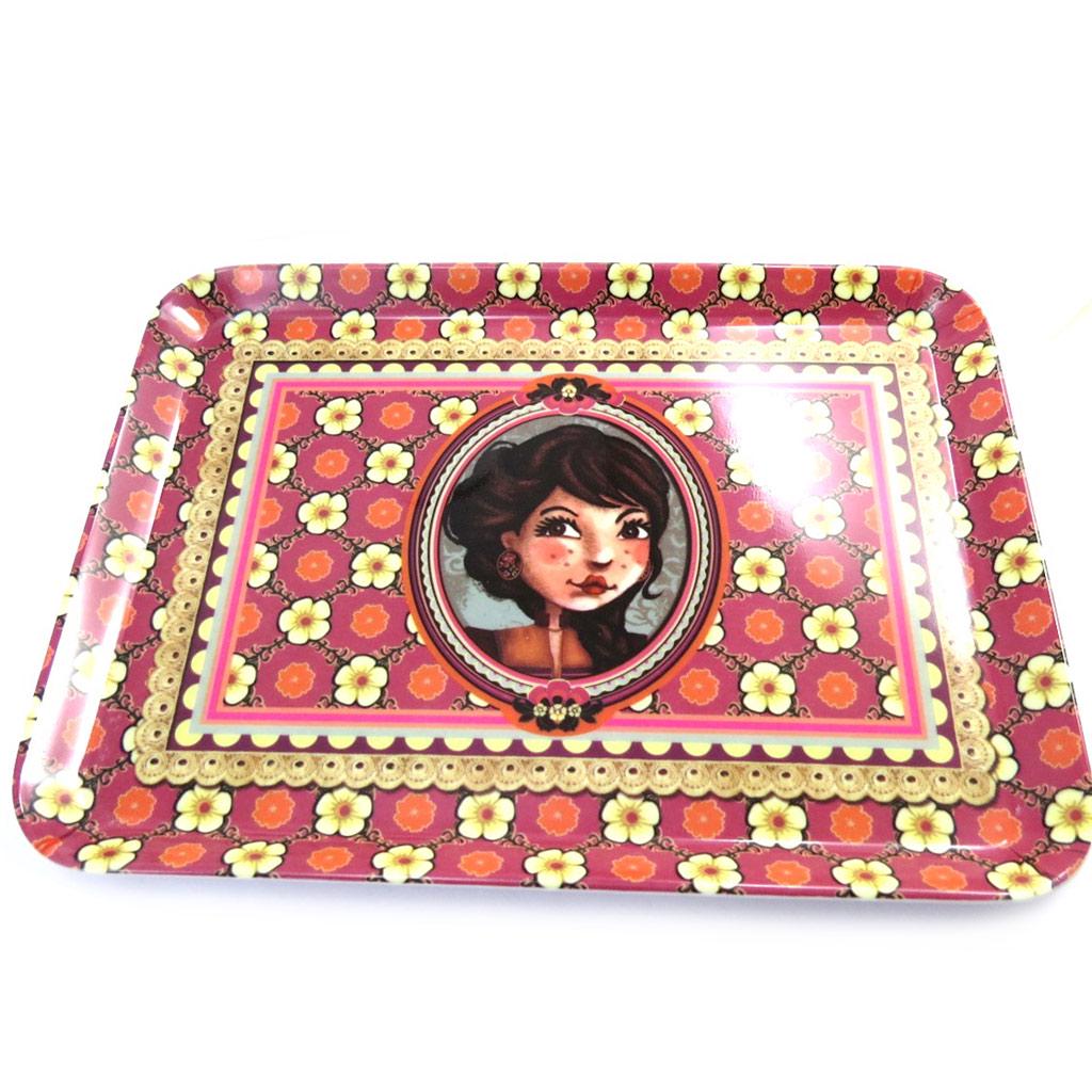 Lili Petrol [M3374] - Kleines Tablett 'Lili Petrol' rot (Emily) - 24x18 cm