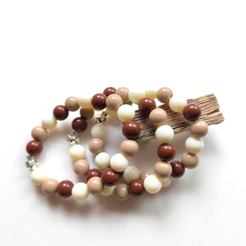 Unisex Handchain Meditation Bead Bracelet Smooth Round Beads Wristband Adjustable Size Bangles Accessory for Men Women