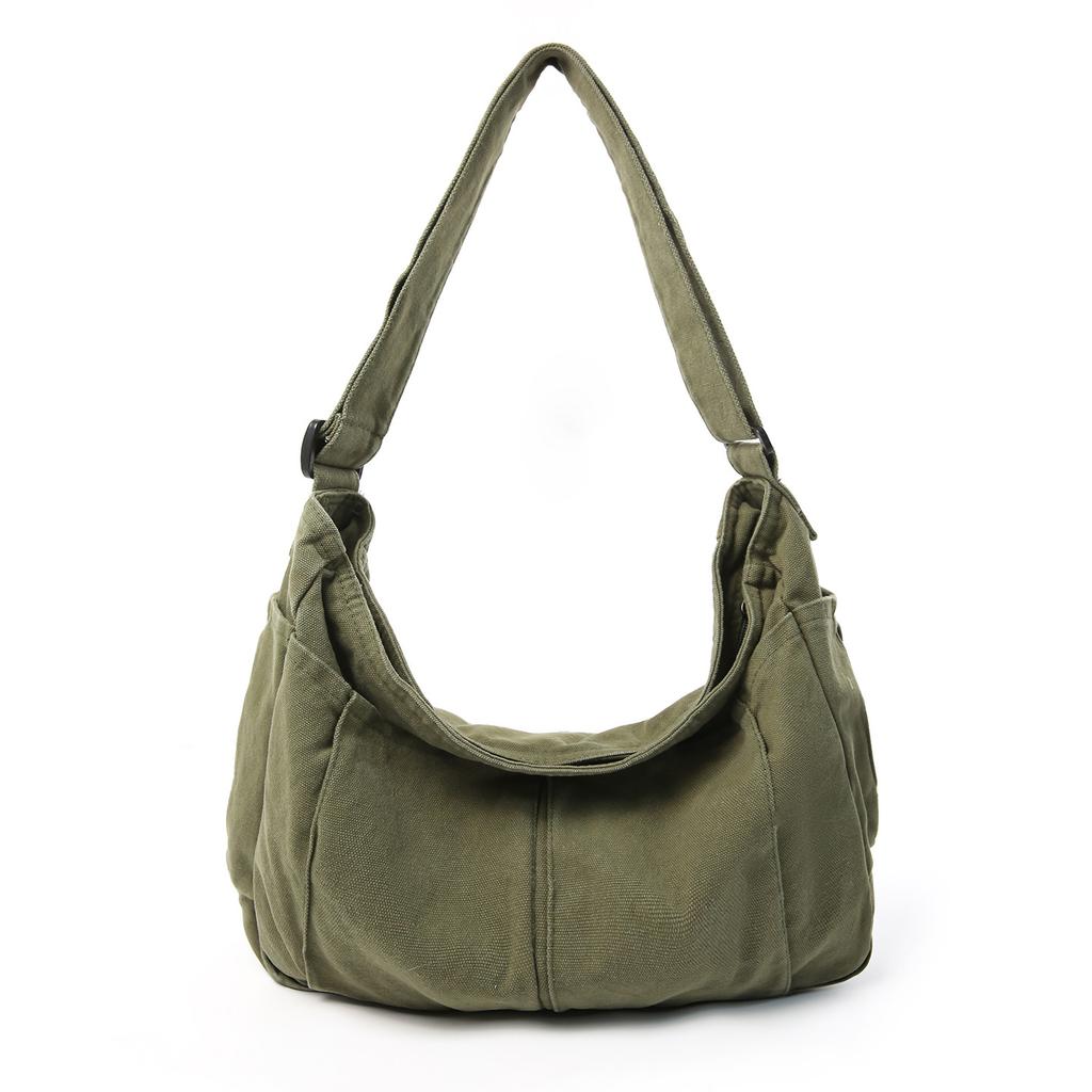 Washed Canvas Messenger Bag Female Retro Literary Lazy Wind Tote Bag College Student Commuting Shoulder Bag Mailman Bag Male