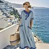 2025 Temperament Short Sleeve Bow Pocket Maxi Dress
