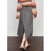 Woolen Half-Skirt: Women's 2025 Winter Brown-Gray Casual Slit Midi Skirt