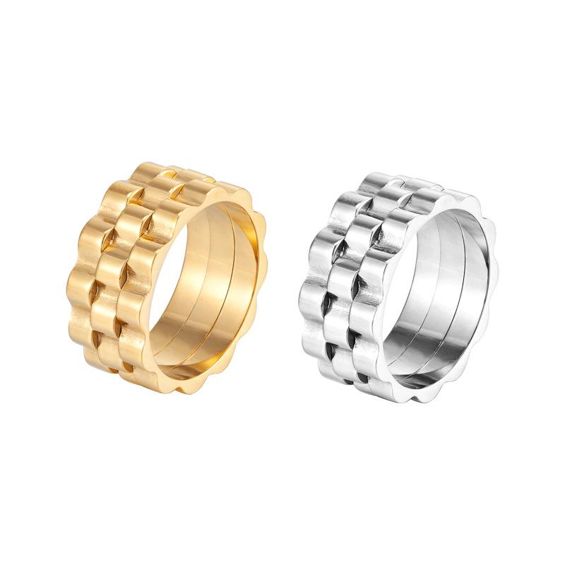 Hot Selling Vintage Stainless Steel Hip Hop Ring Personality Gear Shape Ring Simple Man Woman Fashion Jewelry Gift Daily Wear